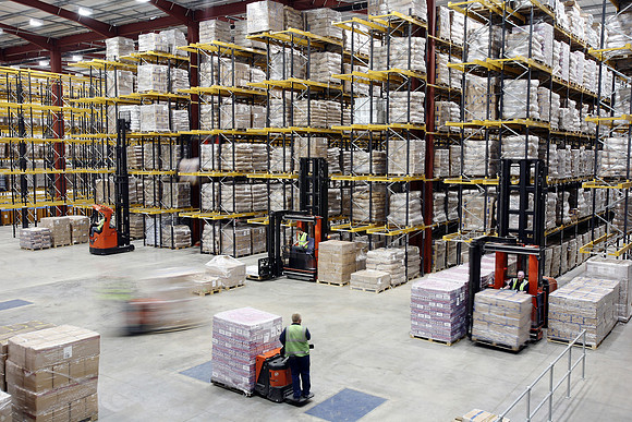Warehouse and forklifts